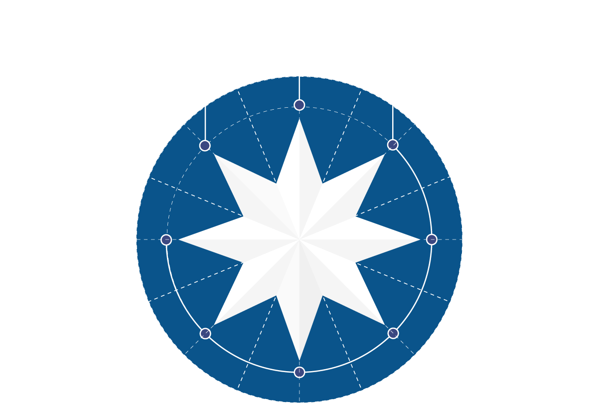 A federation star of eight points, one for First Australians, one for Australian Territories, and one to represent the Six States of Australia.